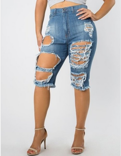 Women's Plus Size Hight Waist Denim Jeans in Light Wash